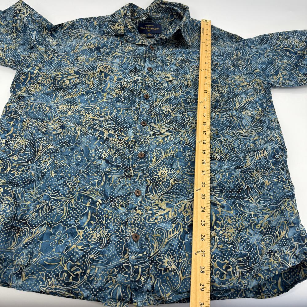 PETE HUNTINGTON Long Sleeve Shirt Mens Size XL Blue Gold Hand Dyed Button Front - Picture 8 of 9